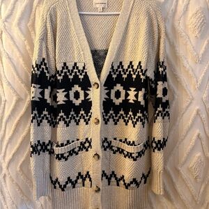 Lucky Brand Black and Cream Cardigan